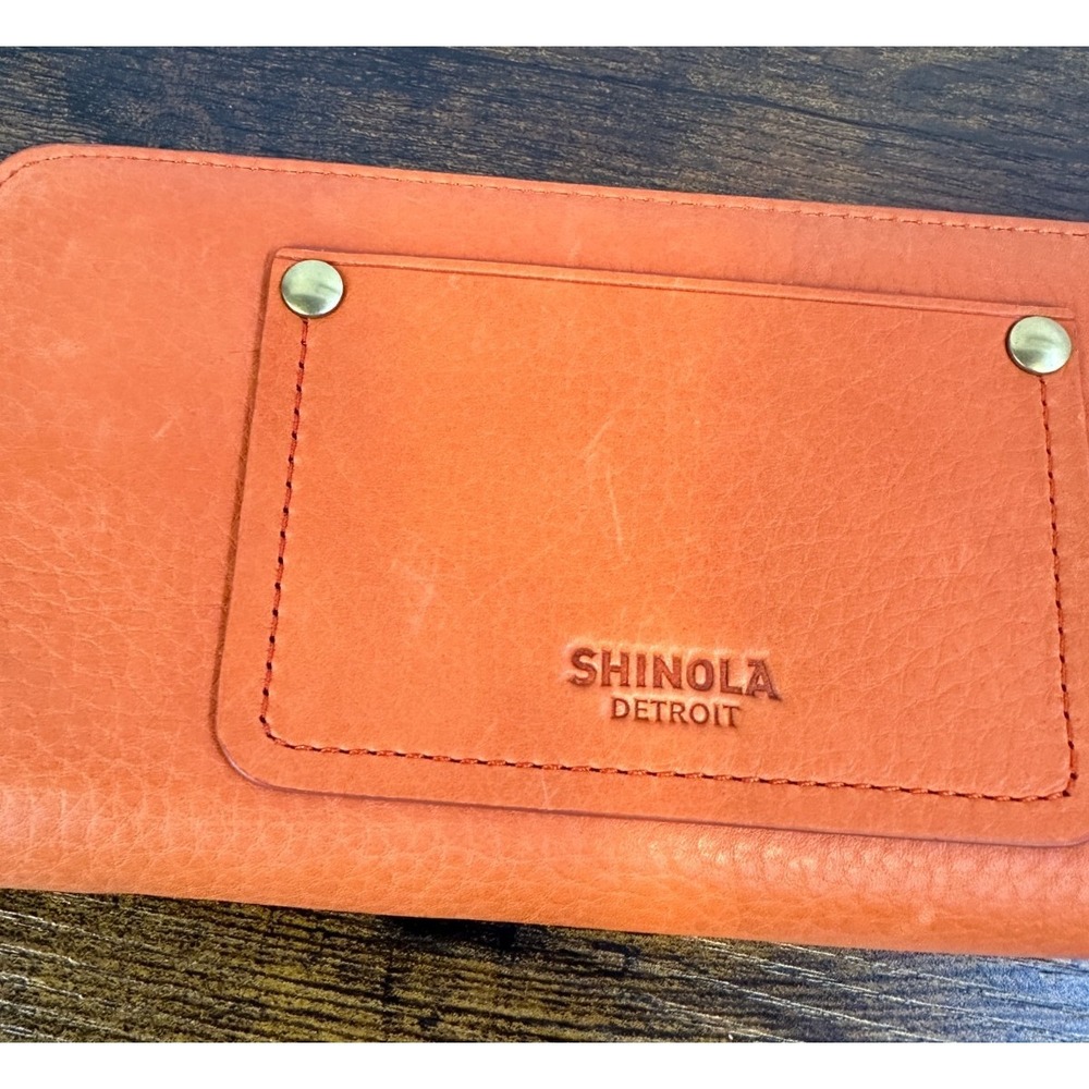 Shinola Detroit The Pocket Zip Wallet in Bold Orange Leather NEW $295 MSRP - Picture 5 of 16